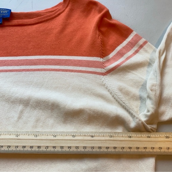 Pendleton Women’s XL Petite Silk Blend Striped Long Sleeve Knit Top Orange Cream - Picture 8 of 11